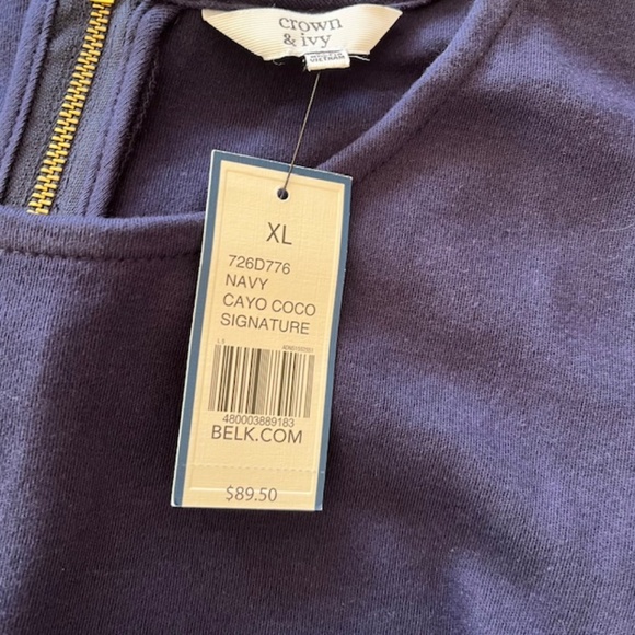 Crown & Ivy navy Knit shift with Tassels Dress NWT SXL - Picture 7 of 7